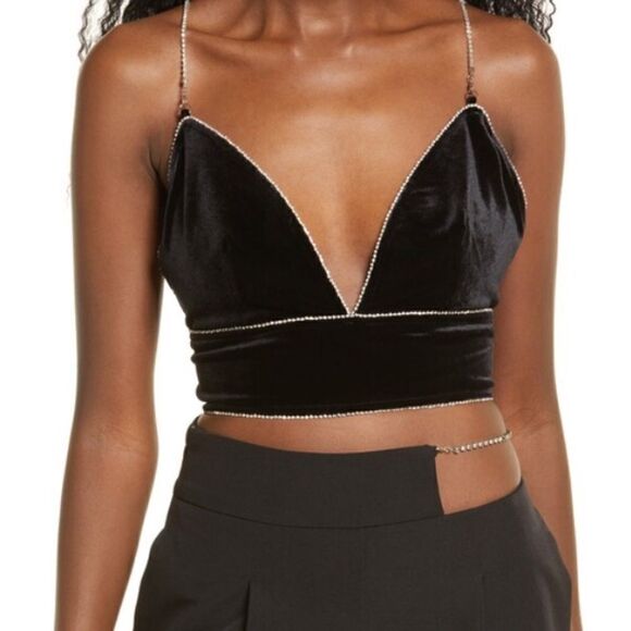 Amy Lynn Velvet Plunge Crop Tank NWT M - Picture 1 of 6